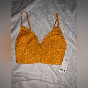 Bar III Women’s Eyelet Crop Top (XS; Gold Brick)